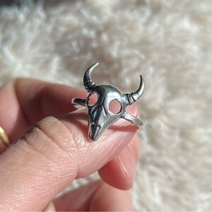 Silver Bull Skull Ring